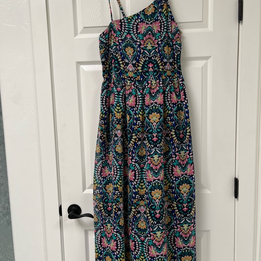 Old Navy maxi dress multi blue one shoulder dress BN